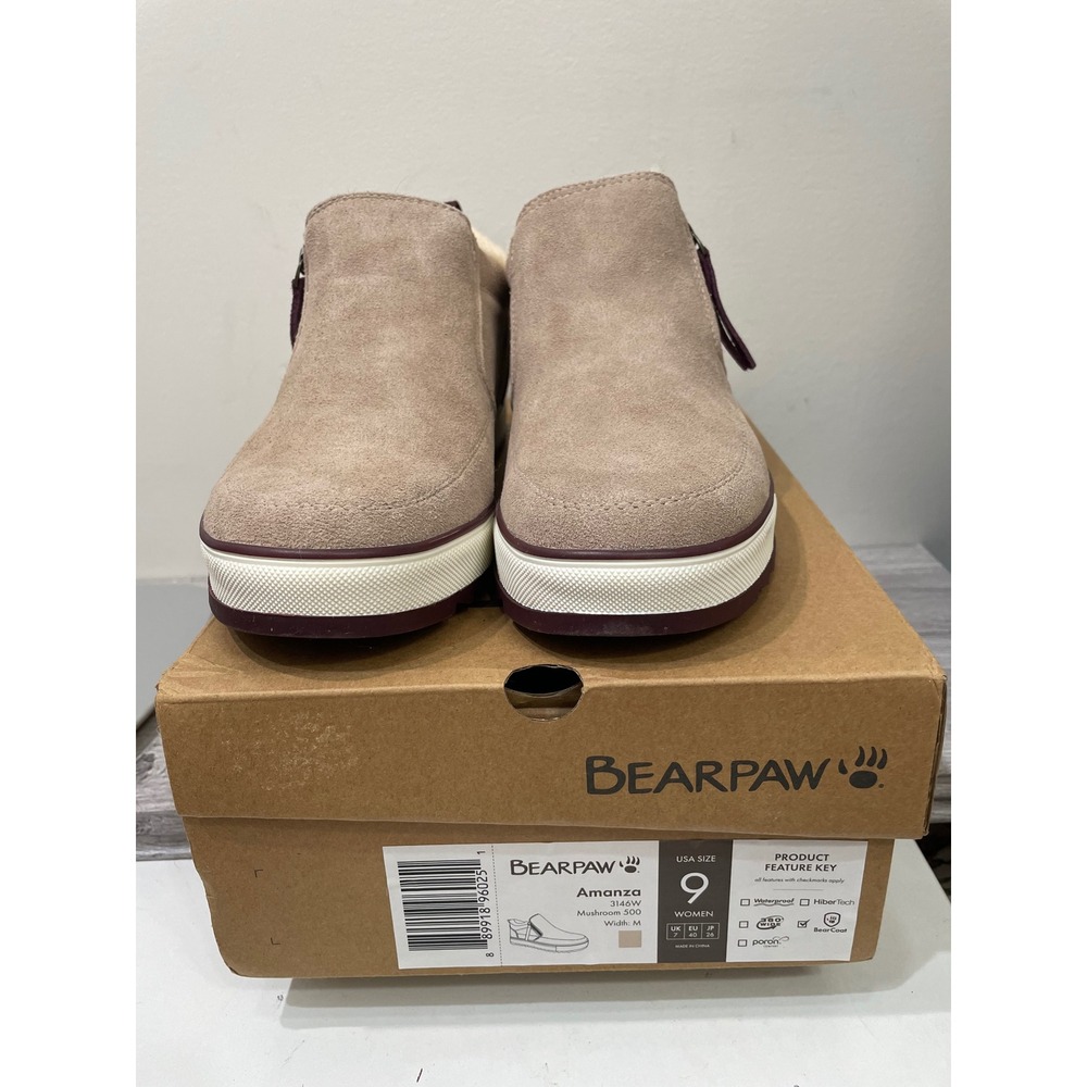 Bearpaw Amanza Mushroom Suede Wool Blend Lined Sneaker Bootie 3146W Womens 9